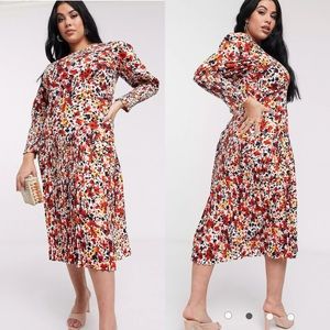 Never Fully Dressed Plus Long Sleeve Pleated Skirt Floral Dress US Size 20